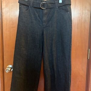 Ann Taylor Wide Leg Ankle Length Dark Blue Jeans